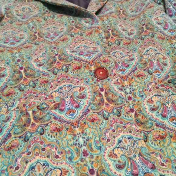 Short velvet jacket with silk lining, colorful paisley pattern, very soft - Picture 2 of 9